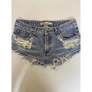 May Pole  blue denim jean shorts distressed short women's size small
